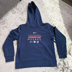 Nike Atlanta Braves Baseball Hoodie Navy Blue MLB Authentic‎ READ medium